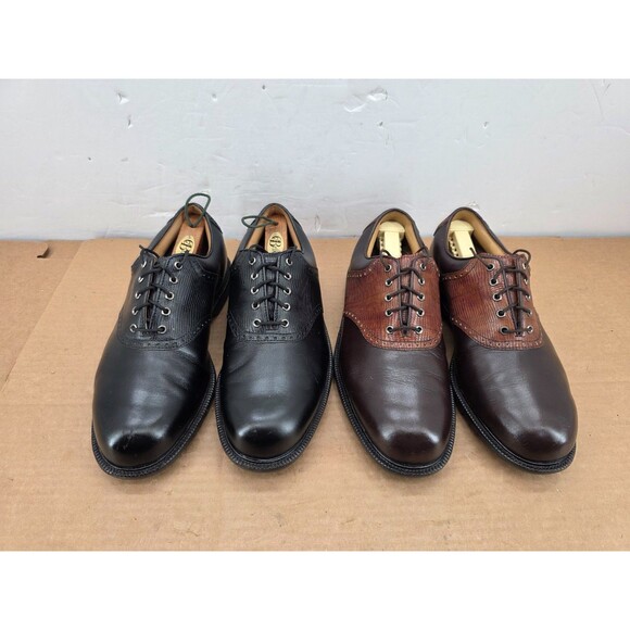 Footjoy Golf Shoes Mens Brown Black Leather Oxford MyJoys Spikeless 8XXW 2OF